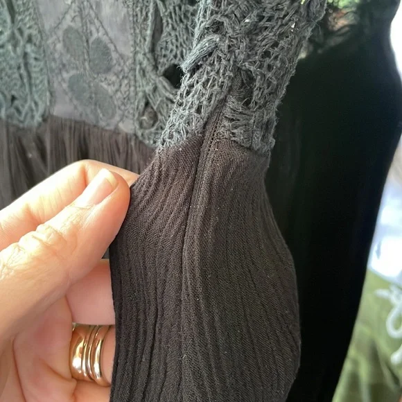 Free People Black Lace Sheer Hi-lo Dress Sz 2 - Picture 8 of 8